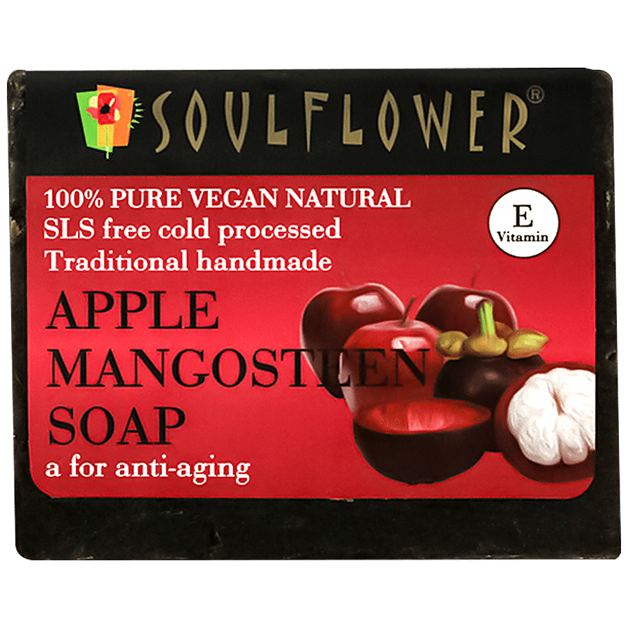 Soulflower Apple Mangosteen Handmade Soap For Men Women - For Smooth Healthy Skin