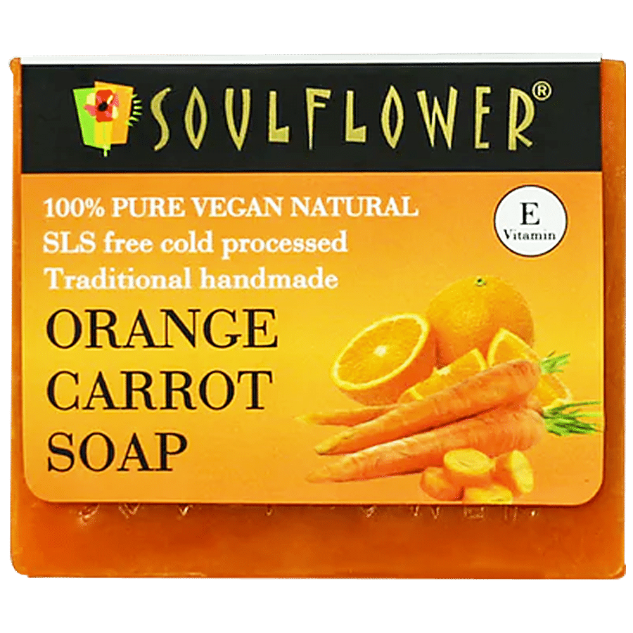 Soulflower Ayurvedic Orange Carrot Handmade Soap - Clean & Refresh Skin