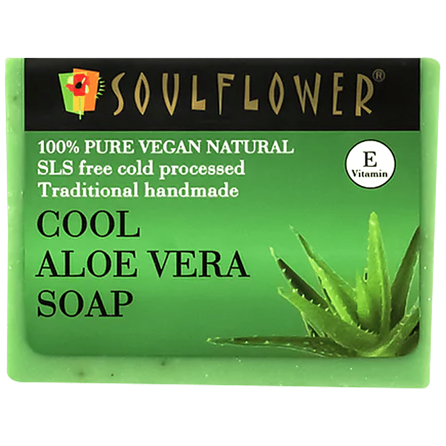 Soulflower Cool Aloe Vera Handmade Soap For Men Women - Helps Skin Moisturising