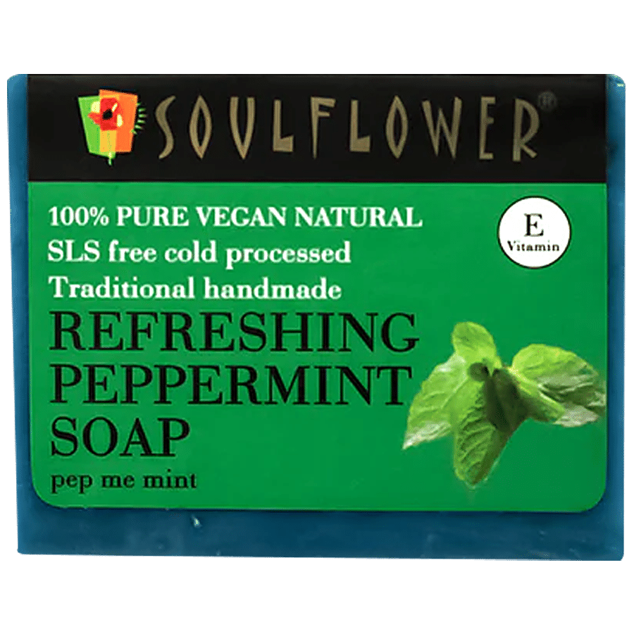 Soulflower Peppermint Energising Handmade Soap For Men Women