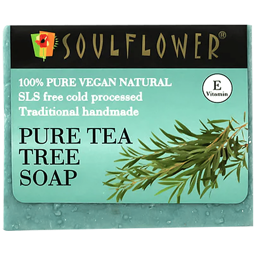 Soulflower Pure Tea Tree Oil Handmade Soap - Controls Acne & Pimples