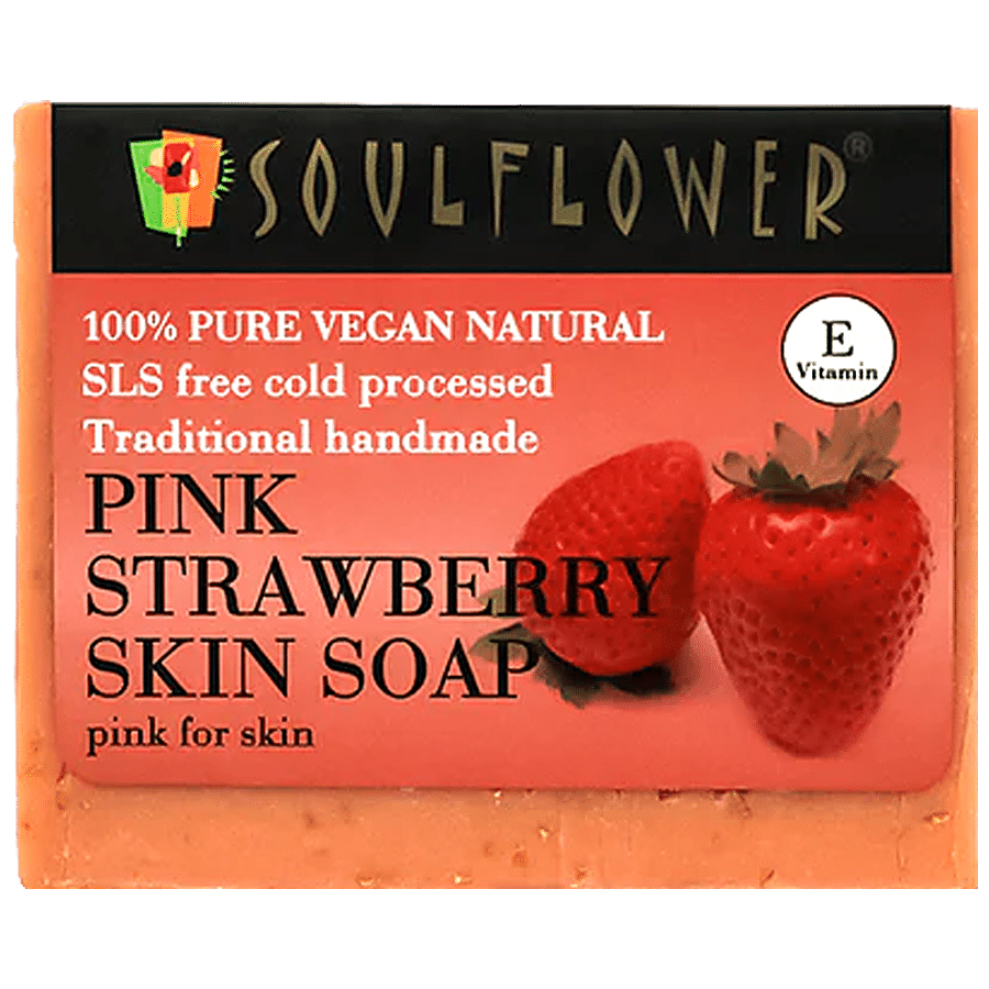 Soulflower Soulflower Strawberry Handmade Herbal Bathing Soap Bar | Soft & Smooth Skin