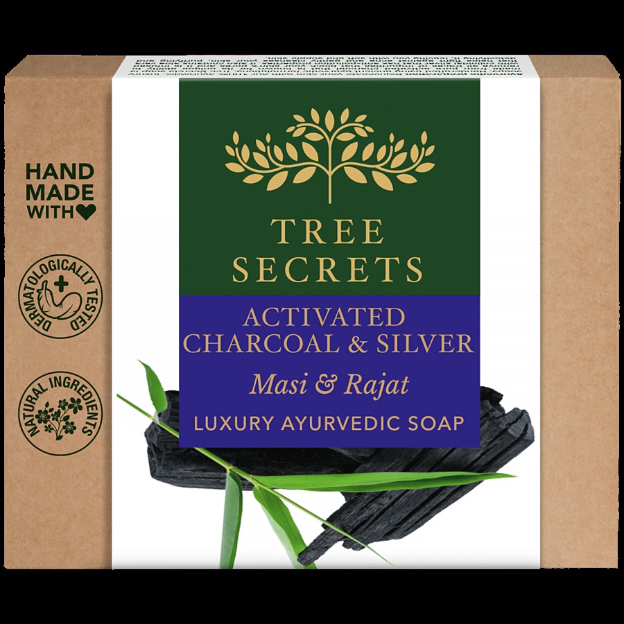 Tree Secrets Luxury Ayurvedic Soap - Activated Charcoal & Silver