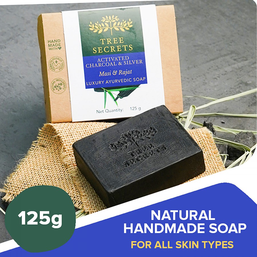 Tree Secrets Luxury Ayurvedic Soap - Activated Charcoal & Silver