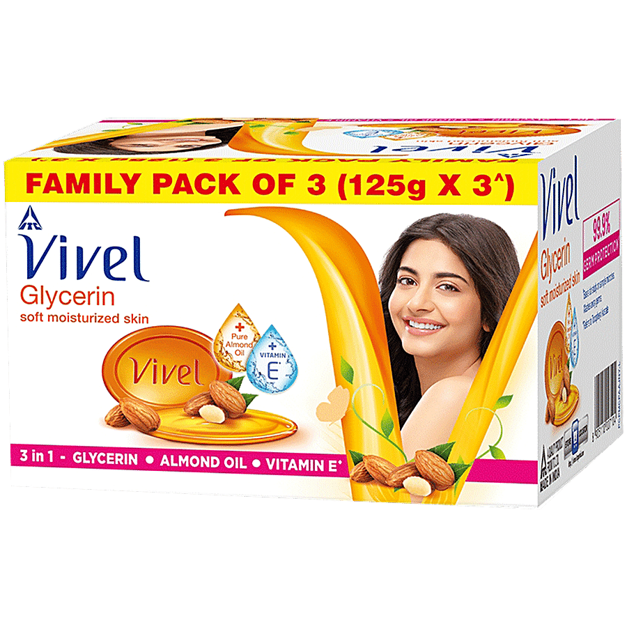 Vivel Glycerin Bathing Bar - With Almond Oil & Vitamin E