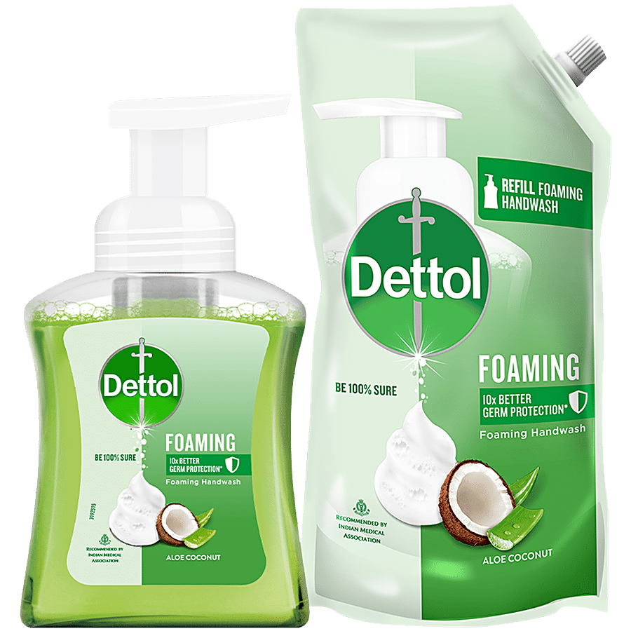 Dettol Aloe Coconut Foaming Handwash - Pump 250 ml + Refill 700 ml