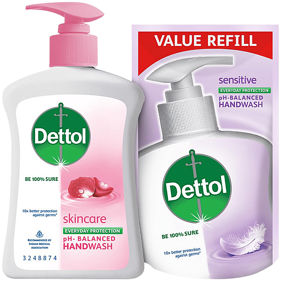 Dettol Skincare pH Balanced Liquid Handwash - 10x Better Germ Protection