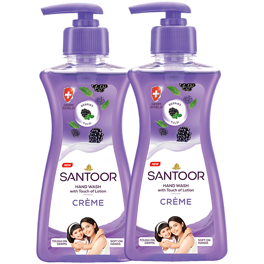 Santoor Creme Hand Wash - Berries & Tulsi