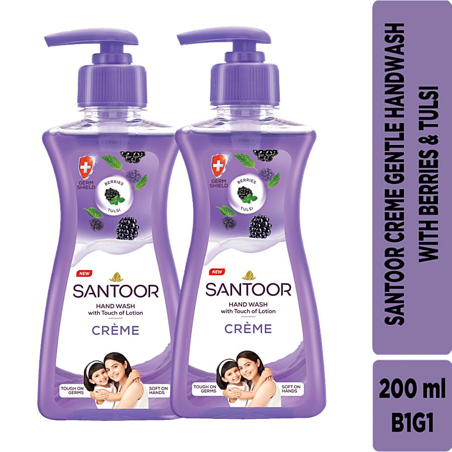 Santoor Creme Hand Wash - Berries & Tulsi