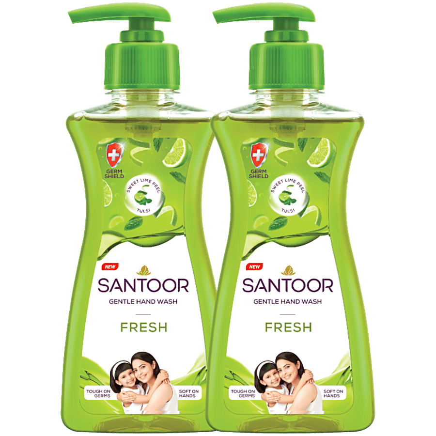 Santoor Fresh Gentle Hand Wash - With Sweet Lime Peel & Tulsi