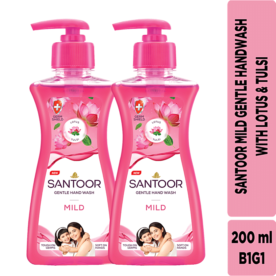 Santoor Mild Gentle Hand Wash - With Goodness of Lotus & Tulsi