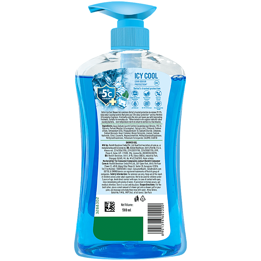 Dettol Icy Cool Shower Gel - With Menthol Eucalyptus Fragrance