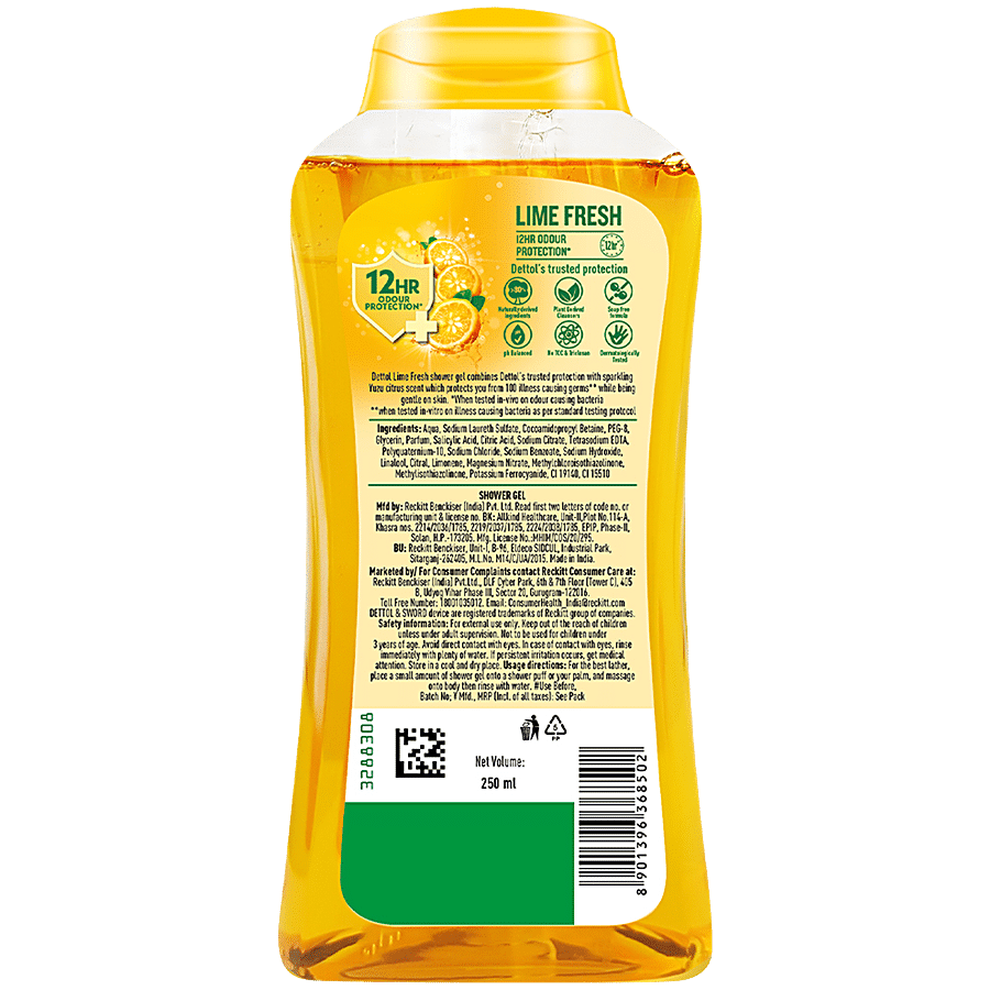 Dettol Lime & Fresh Shower Gel - With Yuzu Citrus Fragrance