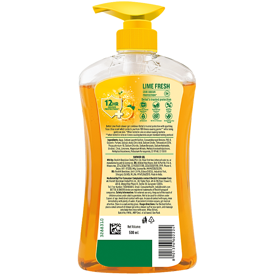 Dettol Lime Fresh Shower Gel - With Yuzu Citrus Fragrance