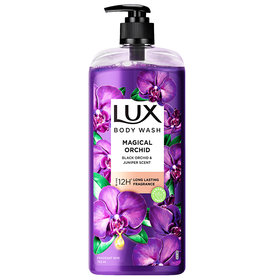 Lux Body Wash Fragrant Skin Black Orchid Scent & Juniper Oil SuperSaver XL Pump Bottle with Long Lasting Fragrance   Glycerine   Paraben Free   Extra Foam