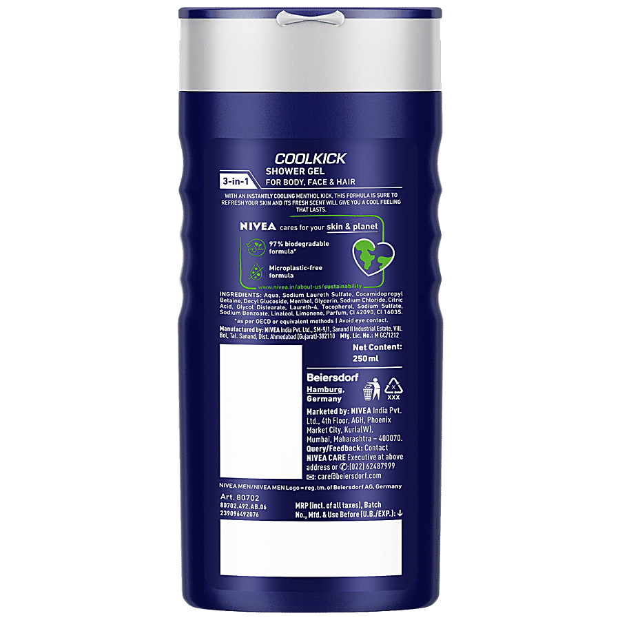 NIVEA Cool Kick Shower Gel - With Refreshing Menthol