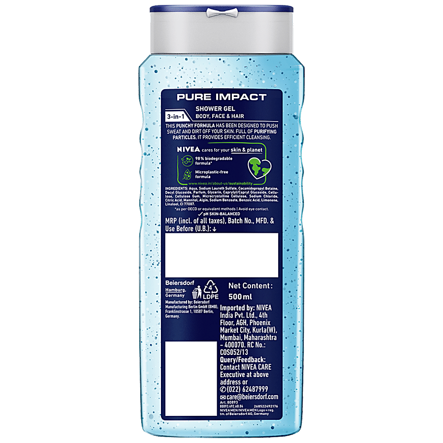 NIVEA Men Pure Impact 3 In 1 Shower Gel