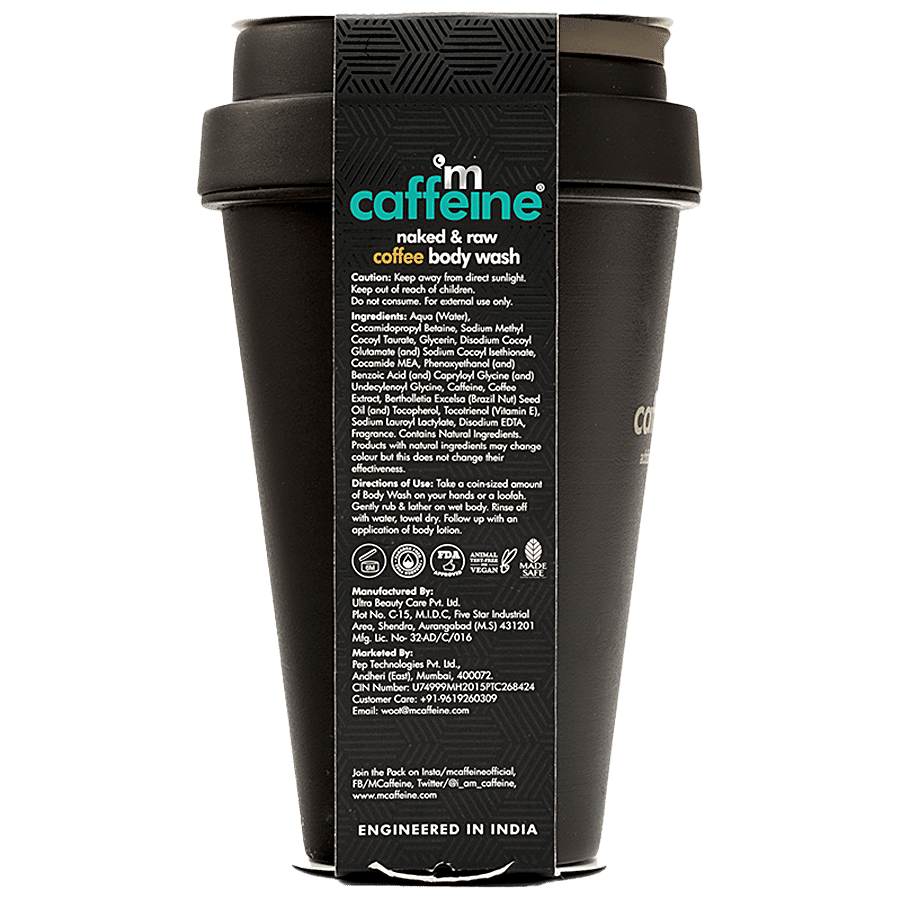 mCaffeine Naked & Raw Coffee Body Wash - Mildly Cleanses & Smoothens The Skin