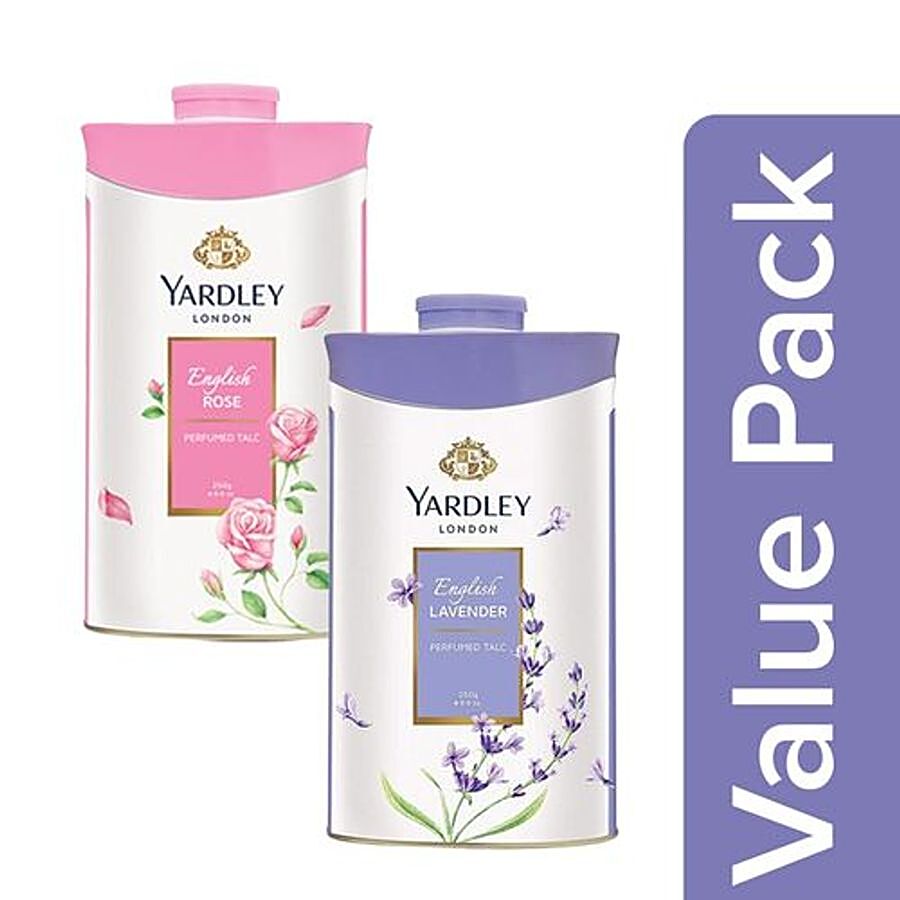 Yardley London English Rose Perfumed Talc 250 g + English Lavender Perfumed Talc 250 g