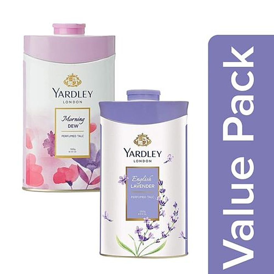 Yardley London Morning Dew Perfumed Talc 250 g + English Lavender Perfumed Talc 250 g