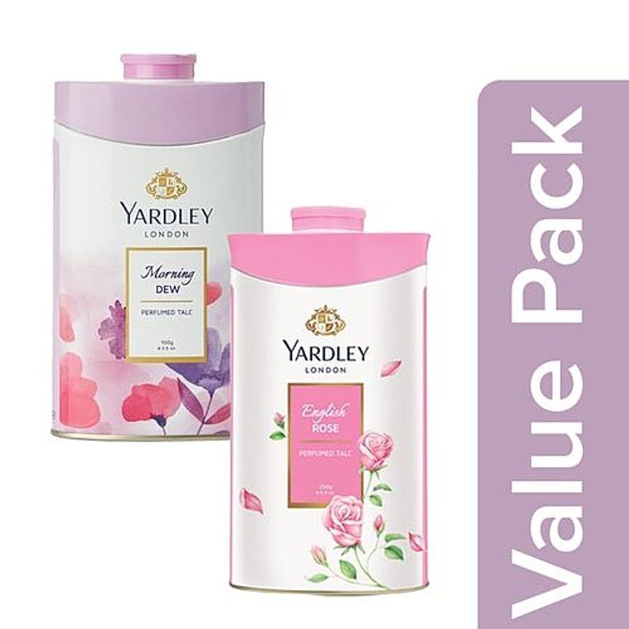 Yardley London Morning Dew Perfumed Talc 250 g + English Rose Perfumed Talc 250 g