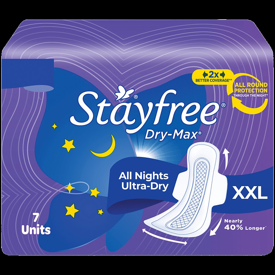 STAYFREE Dry Max All Night Xxl Sanitary Pads For Women