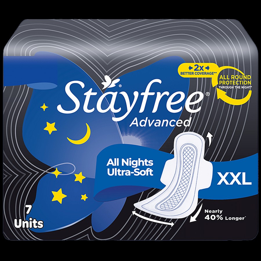 STAYFREE Sanitary Pads - Advanced All Nights Soft Ultra-Thin XXL