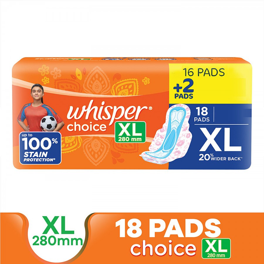 Whisper Choice Sanitary Pads - Up To 100% Stain Protection