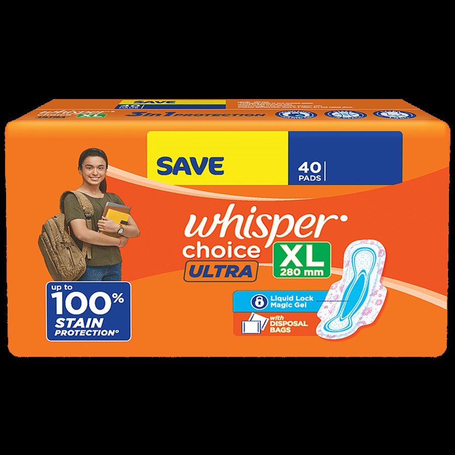 Whisper Choice Ultra Sanitary Pads - XL