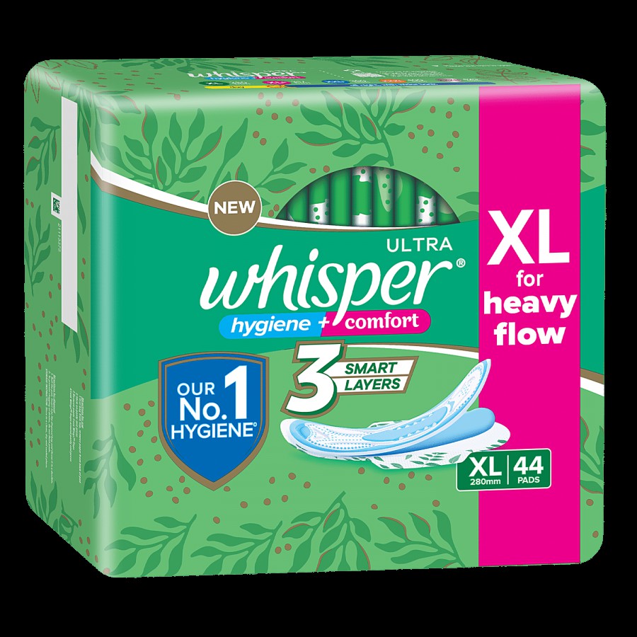 Whisper Ultra Hygiene + Comfort Sanitary Pads - XL