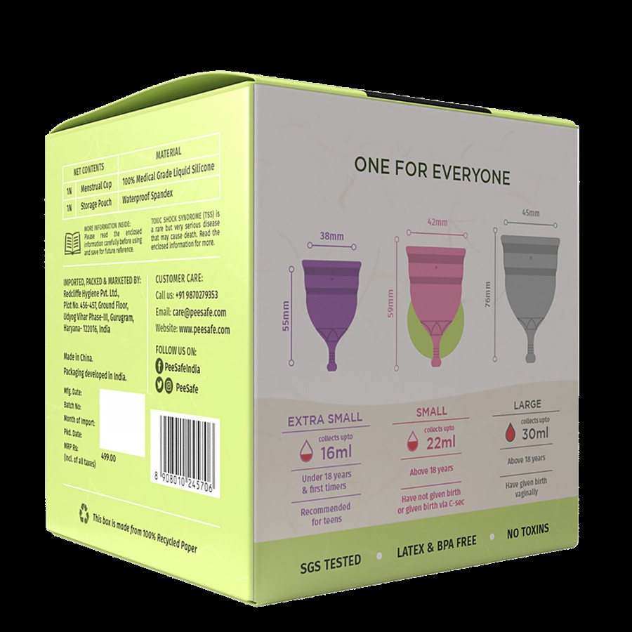 Pee Safe Reusable Menstrual Cups - Small