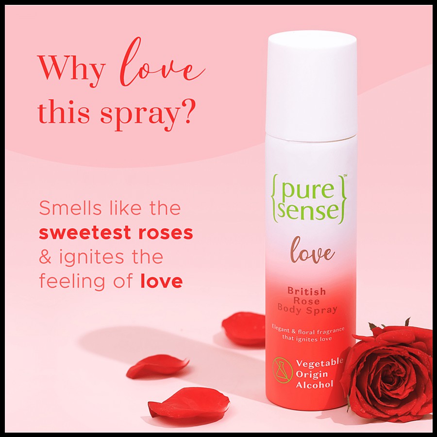 PureSense Love British Rose Body Spray - Floral Fragrance