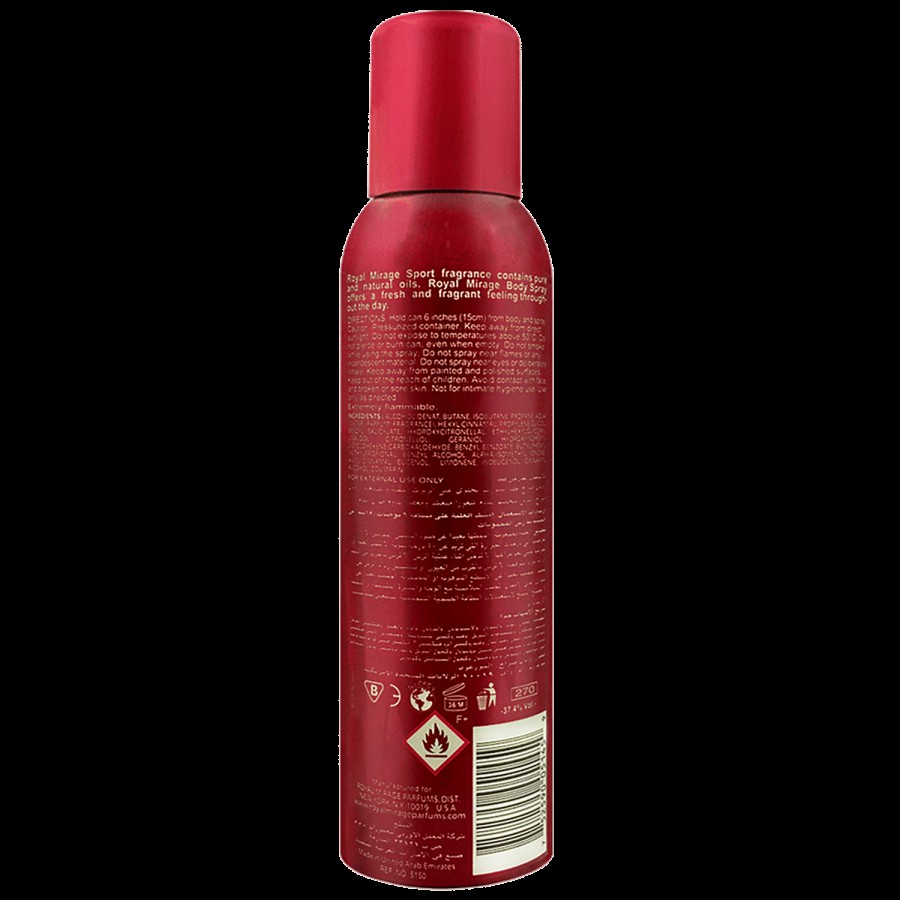 Royal Mirage Sport Deodorant Perfumed Body Spray - Provides Long-Lasting Fragrance