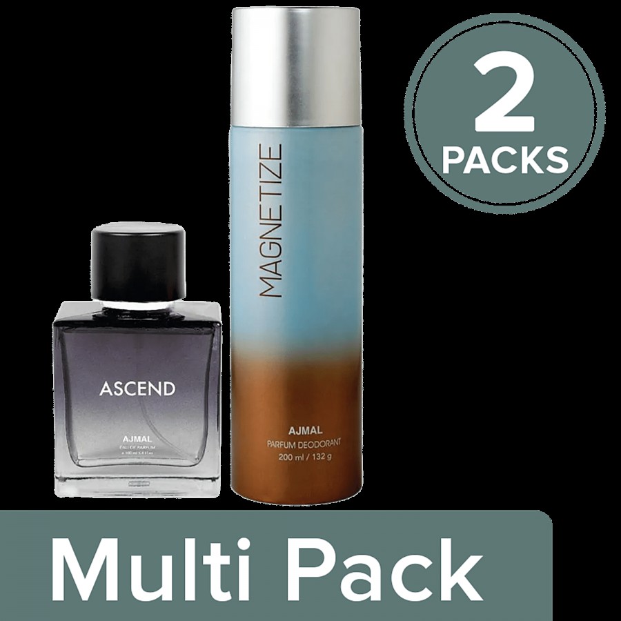 Ajmal Ajmal Ascend EDP 100ml & Magnetize Deo 200ml for Men & Women pack of 2