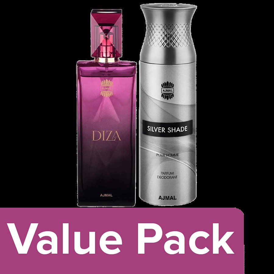 Ajmal Ajmal Diza EDP 100ml and Silver Shade Deo 200ml for Men & Women pack of 2