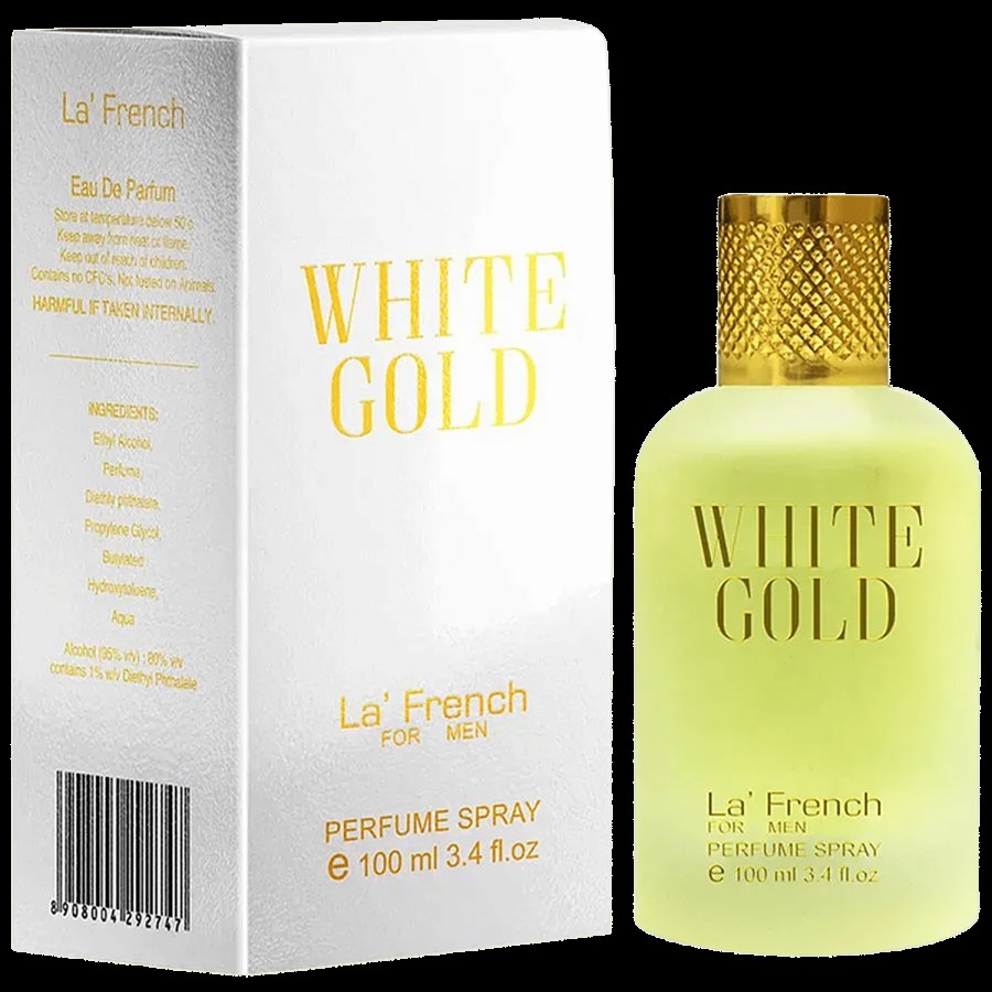 La' French White Gold Perfume Spray Eau De Parfum - Long Lasting Fragrance