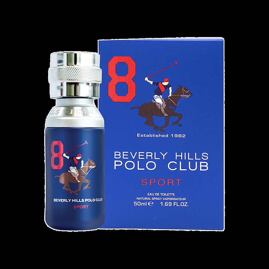 Beverly Hills Polo Club Sports No.8 Eau De Toilette For Men