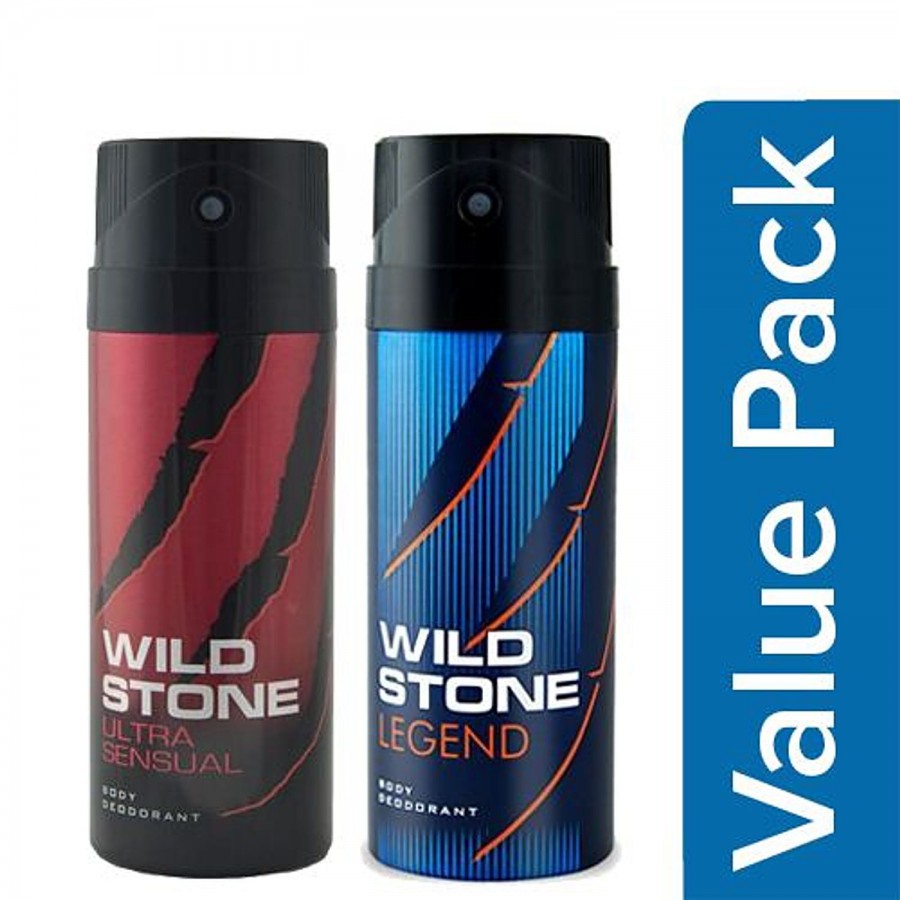 Wild Stone Body Deodorant - Ultra Sensual 150 ml + Body Deodorant - Legend 150 ml