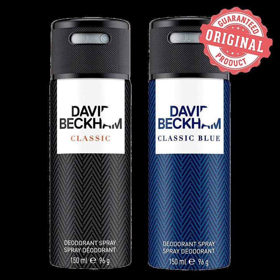 David Beckham Classic Deodorant Spray 150 ml + Classic Blue Deodorant Spray 150 ml