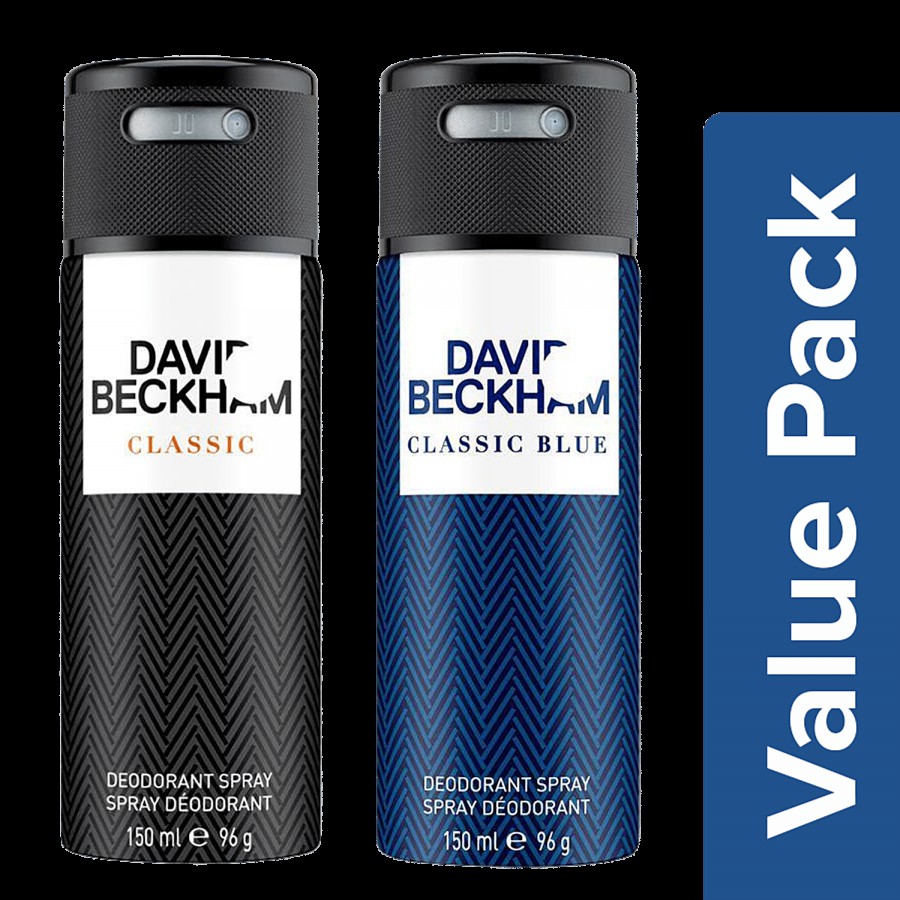 David Beckham Classic Deodorant Spray 150 ml + Classic Blue Deodorant Spray 150 ml