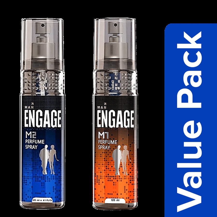 Engage M1 Perfume Spray - for Men + M2 Perfume Spray - for Men (120 ml each)