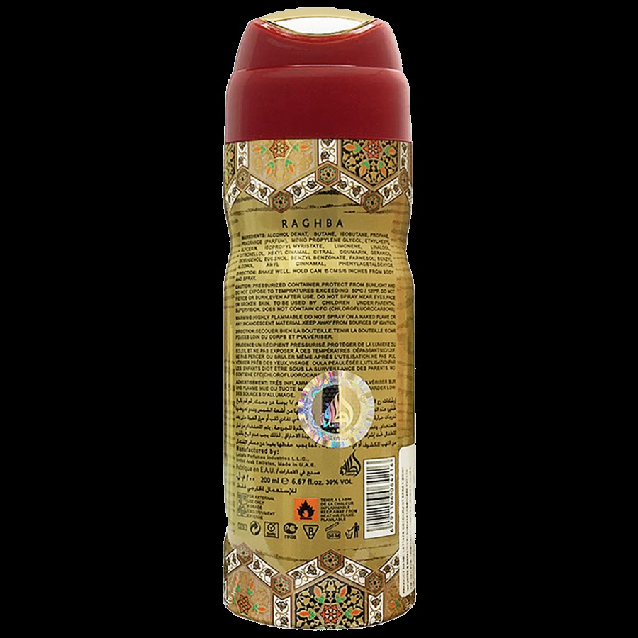 Lattafa Raghba Wood Intense Deodorant - Imported