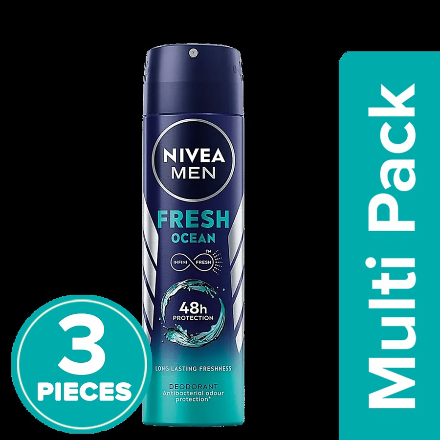 NIVEA Fresh Ocean Deodorant - 48H Long-Lasting Freshness With Fresh Aqua Scent