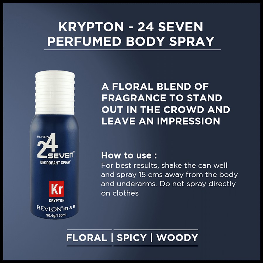 Revlon 24 Seven Perfumed Deodorant Body Spray For Men - Krypton