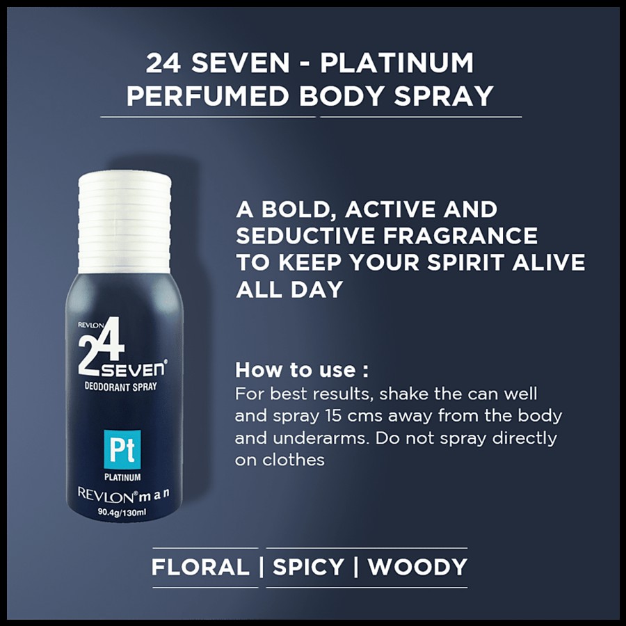 Revlon 24 Seven Perfumed Deodorant Body Spray For Men - Platinum