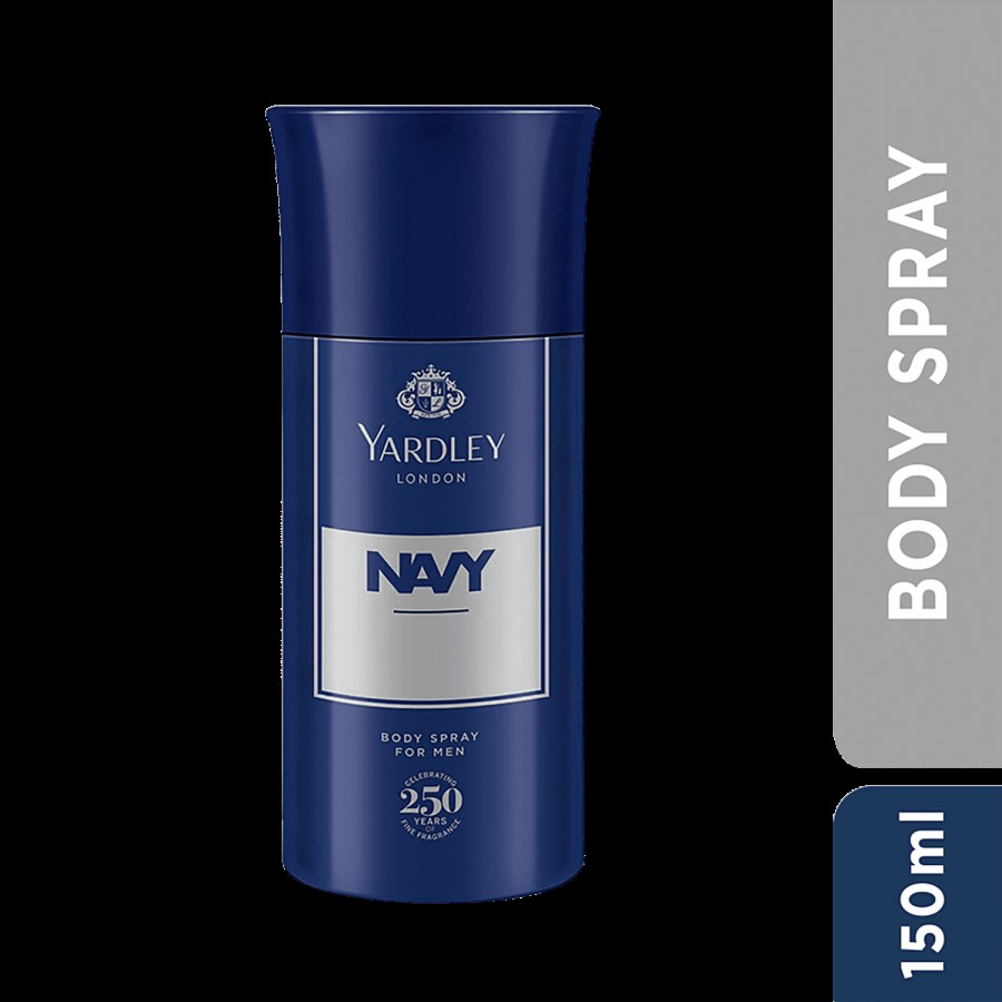 Yardley London Navy Body Spray For Men - For Naval & Maritime Adventures