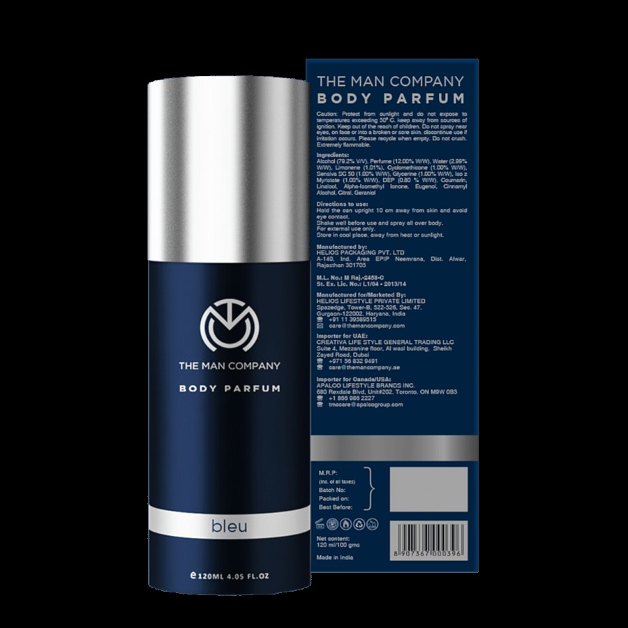 The Man Company Non-Gas Body Perfume For Men - Bleu