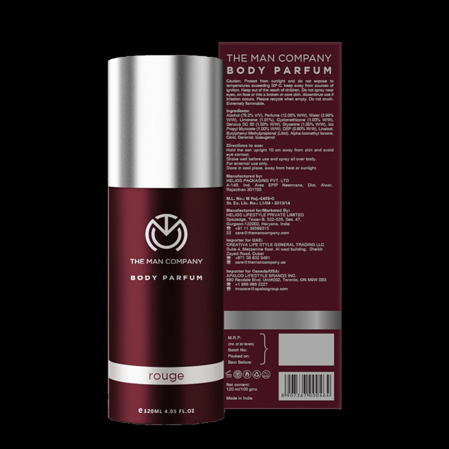 The Man Company Non-Gas Body Perfume For Men - Rouge