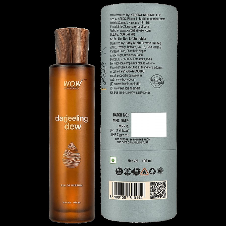 Wow Skin Science Eau De Parfum Darjeeling Dew - Fresh & Zesty