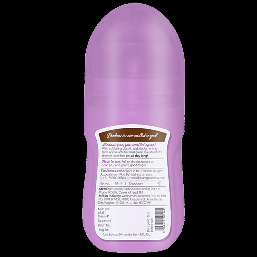 Plum BodyLovin' Vanilla Vibes Deodorant Roll-On Lactic Acid & Green Tea Extract